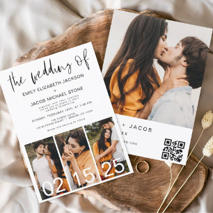Budget QR Code Kalligrafie Einladung Hochzeit