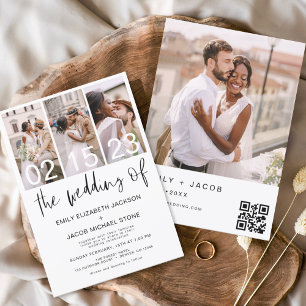 Budget QR Code Kalligrafie Einladung Hochzeit Flyer
