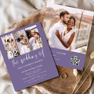 Budget QR Code Lavender Lila Hochzeitseinladung