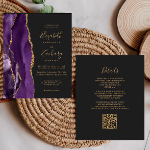 Budget QR Code Lila Gold Achat Dunkle Hochzeit