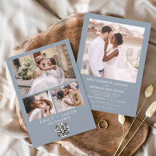Budget QR Code Minimalistisch Dusty Blue Wedding F