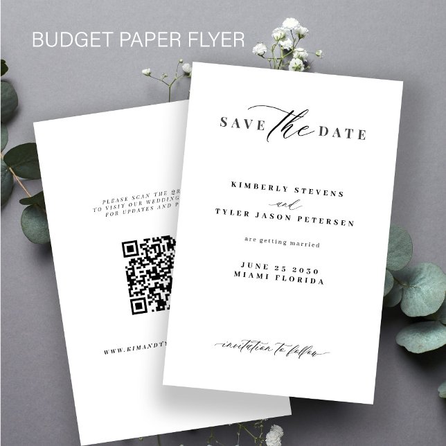 Budget QR Code minimalistische Hochzeit speichern  Flyer (Von Creator hochgeladen)