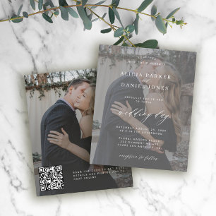 Budget QR CODE moderne Foto-Hochzeitseinladung