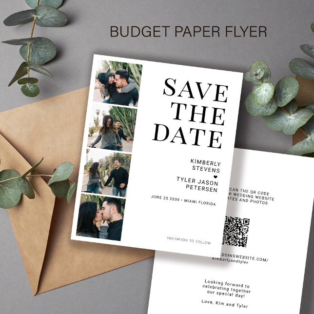 Budget QR CODE Multi-Foto Hochzeit speichern Sie d Flyer (Von Creator hochgeladen)
