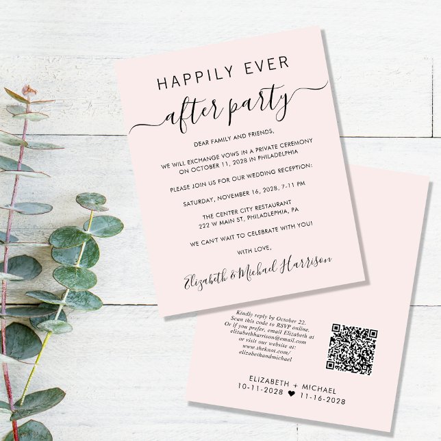 Budget QR Code Rosa Wedding ReceptEinladung (Von Creator hochgeladen)