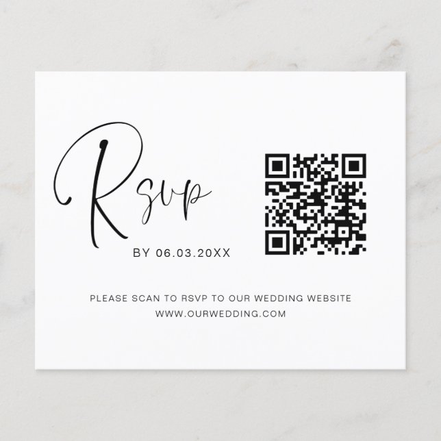 Budget QR-Code RSVP Hochzeitswebsite Flyer (Vorne)