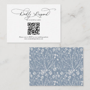 Budget QR Code Skript Floral Dusty Blue Wedding Begleitkarte