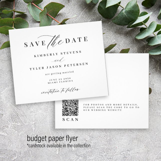 Budget QR CODE Skript Hochzeitspaar Terminankündig Flyer (Von Creator hochgeladen)