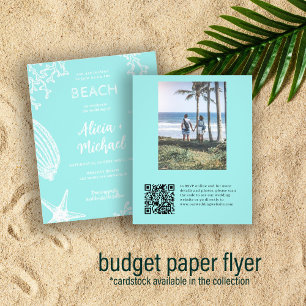 Budget QR CODE Strandfoto Hochzeitseinladung Flyer