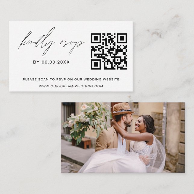 Budget QR Code UAWG Minimalistisch Wedding Foto Mitteilungskarte (Vorne/Hinten)