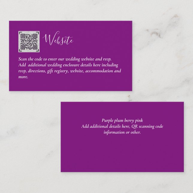 Budget QR Code Website UAWG Hotel Wedding Details Begleitkarte (Vorne/Hinten)