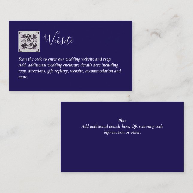 Budget QR Code Website UAWG Hotel Wedding Details Begleitkarte (Vorne/Hinten)