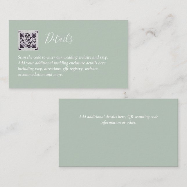 Budget QR Code Website UAWG Hotel Wedding Details Begleitkarte (Vorne/Hinten)