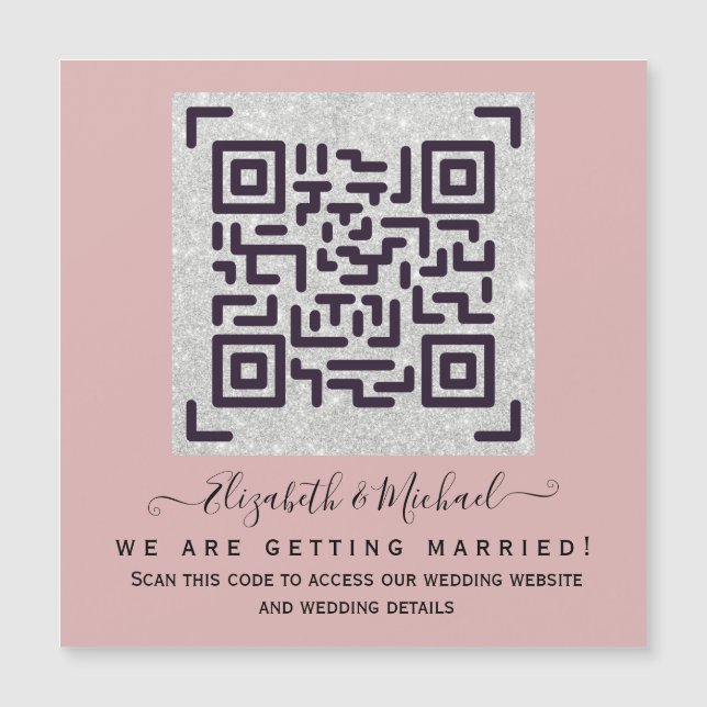 Budget QR Code Website UAWG Hotel Wedding Details Magnetkarte (Vorderseite)