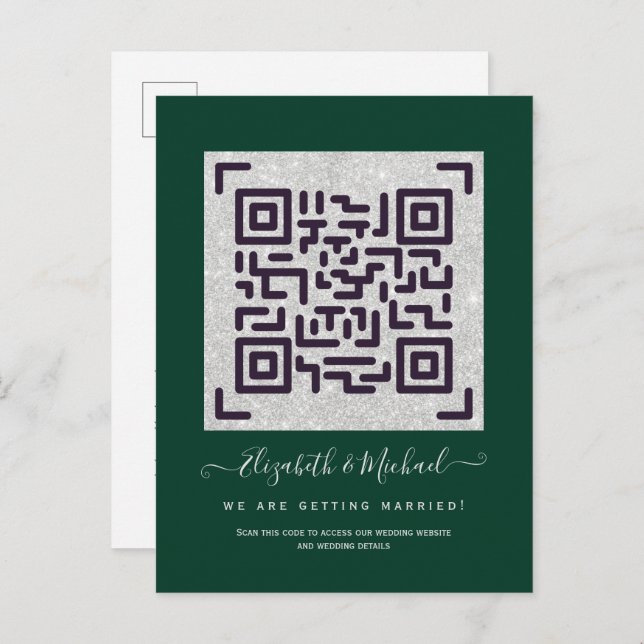 Budget QR Code Website UAWG Hotel Wedding Details Postkarte (Vorne/Hinten)