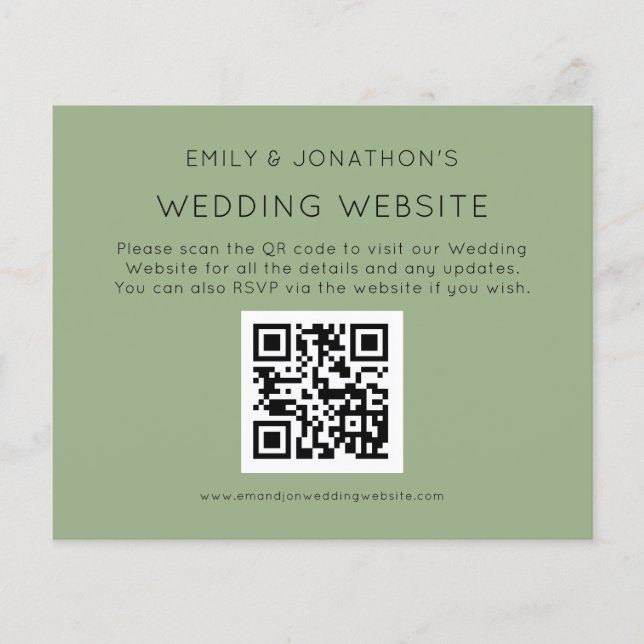 Budget QR Code Wedding Website Sage Encl (Vorderseite)