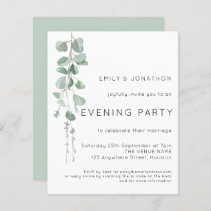 Budget QR Eucalyptus Wedding Abend Party Einladung
