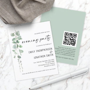 Budget QR Eucalyptus Wedding Evening Party Invite