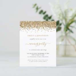Budget QR Gold Glitzer Abend Hochzeit Einladung