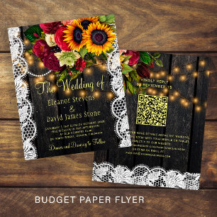 Budget QR ländliche Blumen-Hochzeitseinladung aus  Flyer