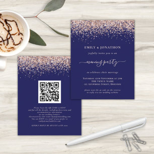 Budget QR Rose Gold Glitzer Navy Abend Hochzeit