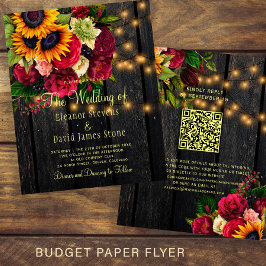Budget QR rustikale Land Holz Hochzeit Einladung Flyer