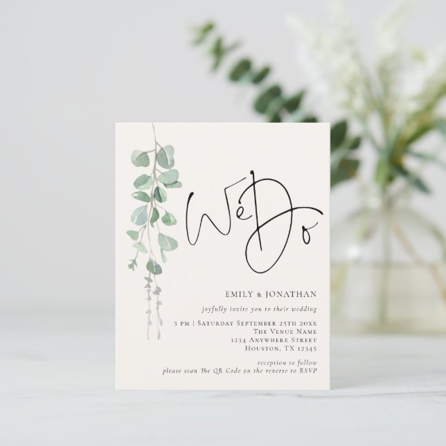 Budget QR Sage Eukalyptus Cream We Do Wedding (Stehend Vorderseite)