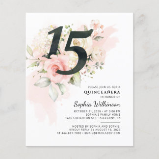 Budget Quinceanera 15. Geburtstag Floral Botanisch