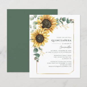 Budget Quinceanera 15. Geburtstag Sonnenblumen Ein