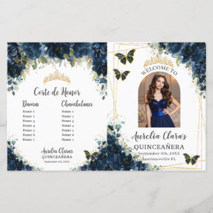Budget-Quinceañera 15 Navy Blumen Padrinos-Program
