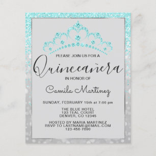 Budget Quinceanera Aquamarin Blue Girly Glitzer Flyer
