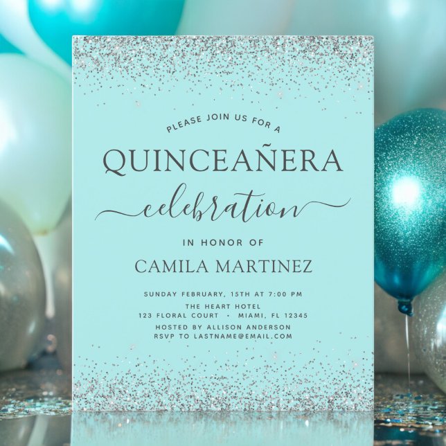 Budget Quinceanera Aquamarin Blue Silver Glitzer (Von Creator hochgeladen)
