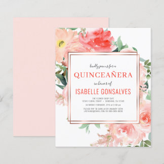 Budget QUINCEAÑERA Birthday Peach Coral Einladung