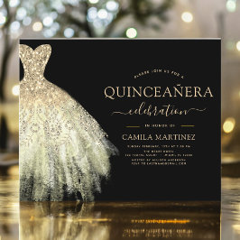 Budget Quinceanera Black and Gold Glitzer Sparkone