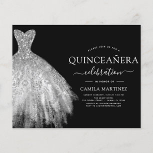 Budget Quinceanera Black and Silver Glitzer