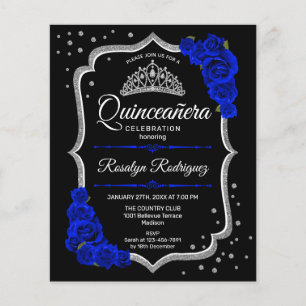 Budget Quinceanera Black Silver Royal Blue Einladu Flyer