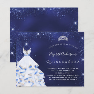 Budget Quinceanera blau silberne Tiara Einladung