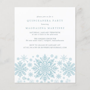 BUDGET Quinceanera Blue Snowflake Einladung