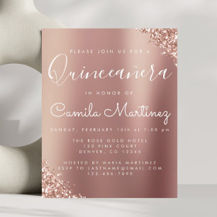 Budget Quinceanera Blush Pink - Rose Gold Glitzer