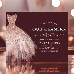 Budget Quinceanera Burgund Blush Rosa Gold