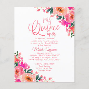 Budget Quinceanera Einladung Bilingual Floral