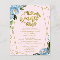 Budget Quinceanera Einladung Bilingual Pink Blue