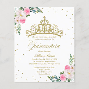 Budget Quinceanera Einladung Bilingual Tiara