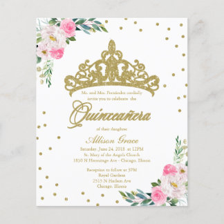 Budget Quinceanera Einladung Bilingual Tiara