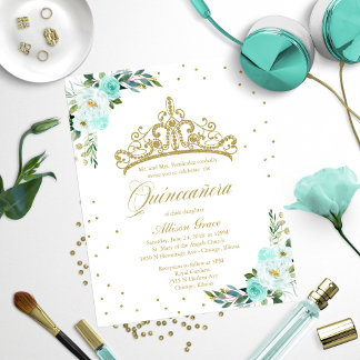 Budget Quinceanera Einladung Bilingual Tiara