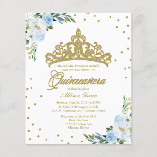 Budget Quinceanera Einladung Gold Tiara