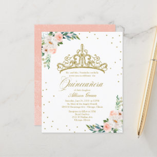 Budget Quinceanera Einladung Gold Tiara