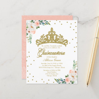 Budget Quinceanera Einladung Gold Tiara