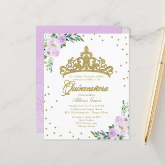 Budget Quinceanera Einladung Gold Tiara