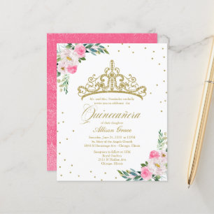 Budget Quinceanera Einladung Gold Tiara
